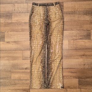 Anti-Flirt Paris Size 3 Iridescent Pant 90’s Brown Snakeskin Trousers Y2K Baddie